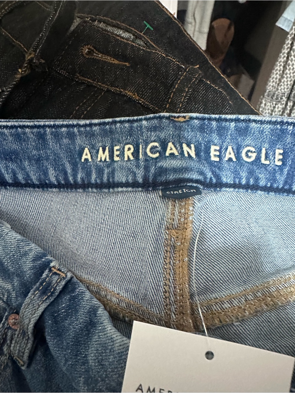 American Eagle Curvy Baggy Wide Leg Jeans Size 10 30W Super High Rise Distressed - Picture 5 of 9
